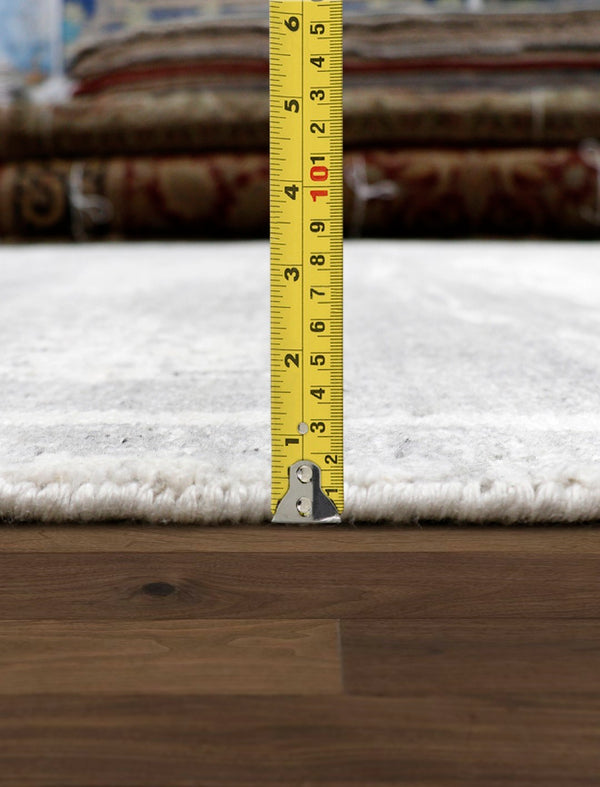 Pasargad Home Amari Collection Hand-loomed Silk & Wool Beige Area Rug For Chic Contemporary Decor   Pdc-137g 8x10