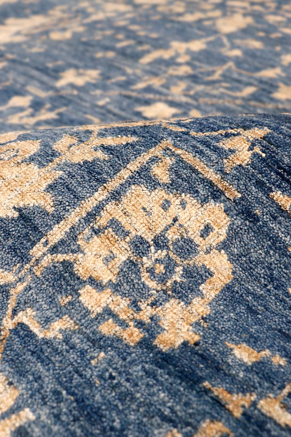 Pasargad Home Transitional Hand-knotted Blue Bamboo Silk & Wool Area Rug For Elegant Living Spaces   Pdc-2059 9x12