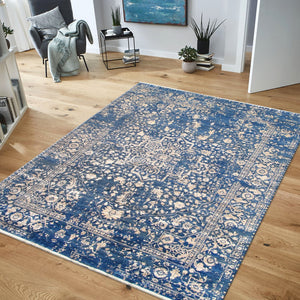 Pasargad Home Transitional Hand-knotted Blue Bamboo Silk & Wool Area Rug For Elegant Living Spaces   Pdc-2059 9x12