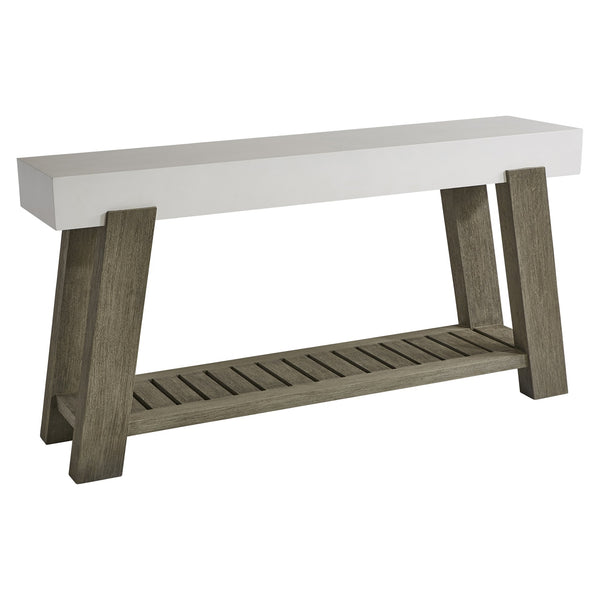 Bernhardt Bernhardt Rochelle Outdoor Console Table With Grc Quarry Top, Weathered Teak Base & Lower Shelf (68") K1831