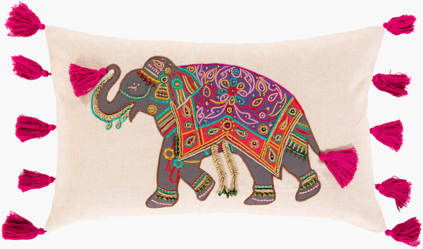 Surya Parade 12"L X 20"W Global-inspired Lumbar Pillow - Elegant Cotton Design For Home Décor Charm! Fuchsia Cotton,Cotton Pde001-1220p