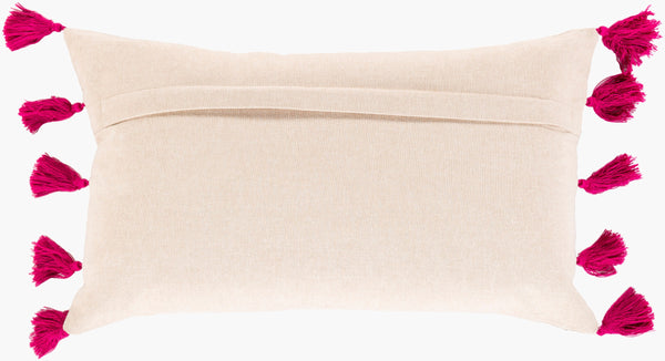 Surya Parade 12"L X 20"W Global-inspired Lumbar Pillow - Elegant Cotton Design For Home Décor Charm! Fuchsia Cotton,Cotton Pde001-1220p