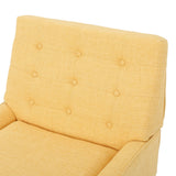 Christopher Knight Home® - Noble House - Eilidh Mid-Century Modern Button Tufted Fabric Chair, Muted Yellow and Natural