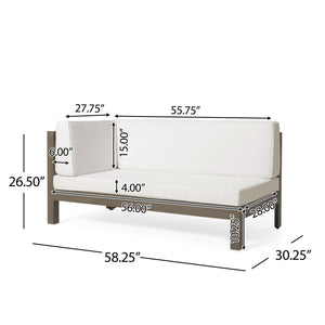 English Elm Brava Acacia Wood Outdoor Modular Sofa Set Mid-century Slatted Cross-back Patio Seating 57967-8-64489WHI-64496GRY