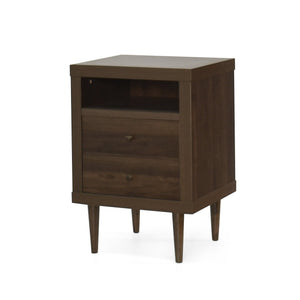 English Elm Christopher Knight Home® - 2-DRAWER Nightstand with Faux Wood Finish and Rubberwood Legs, Compact Storage Nightstand with Knob Handles Walnut 72037.00WALN