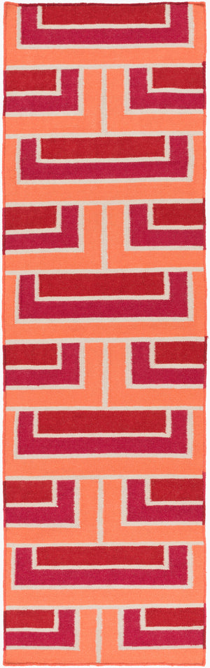 Surya Paddington Pdg-2003 2'6" X 8' Handmade Wool Rug - Modern, Durable, And Charming Decor Accent Piece Red Wool Pdg2006-268
