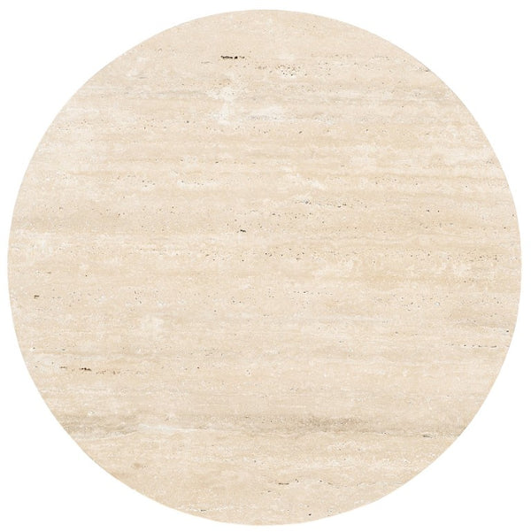 Hooker Furniture Melange Travertine Cirque End Table — 24" Round Sculptural Pedestal Side Table, Beige-White Finish 628-80592-00