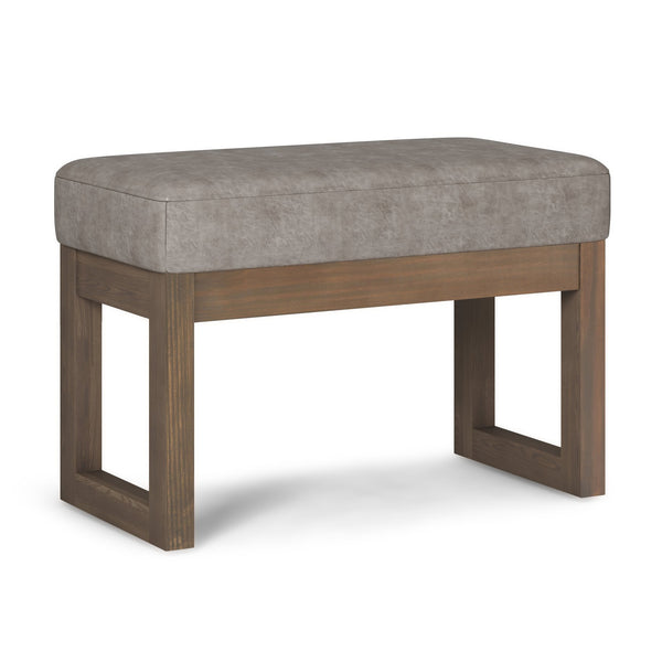 English Elm Milltown Footstool Ottoman Bench - Distressed Grey-Taupe Faux Leather For Stylish Versatility B136P159088