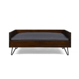 Christopher Knight Home® - Noble House - Bonneville Mid Century Modern Ped Bed with Acacia Wood Frame, Dark Oak and Dark Gray