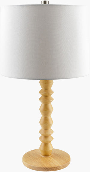 Livabliss Padauk Wood Veneer Accent Table Lamp with Linen Shade for Modern Living Spaces PDK-001