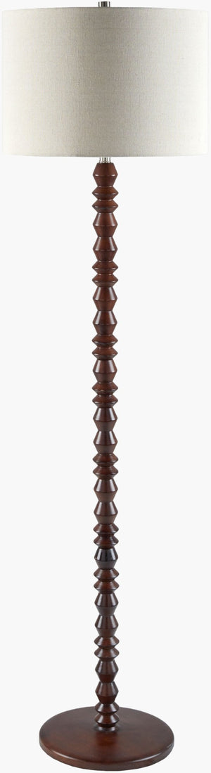 Livabliss Padauk Wood Veneer Floor Lamp with Linen Shade for Living Room Reading Nooks PDK-003