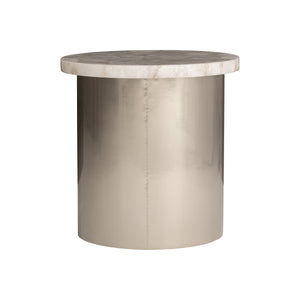 Bernhardt Bernhardt Shimla Side Table With White Agate Top, German Silver Base, Smooth Casters For Mobility 328408