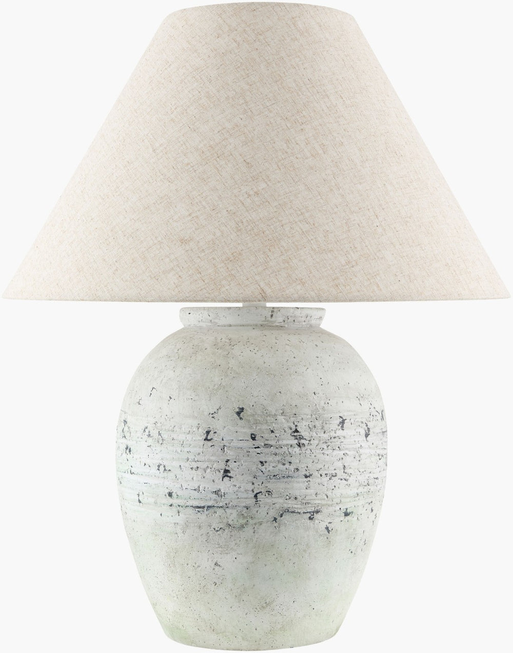 Surya Padula Cement Base Table Lamp with Linen Shade for Ambient Bedroom Lighting PDL-001