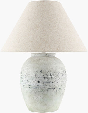 Surya Padula Cement Base Table Lamp with Linen Shade for Ambient Bedroom Lighting PDL-001