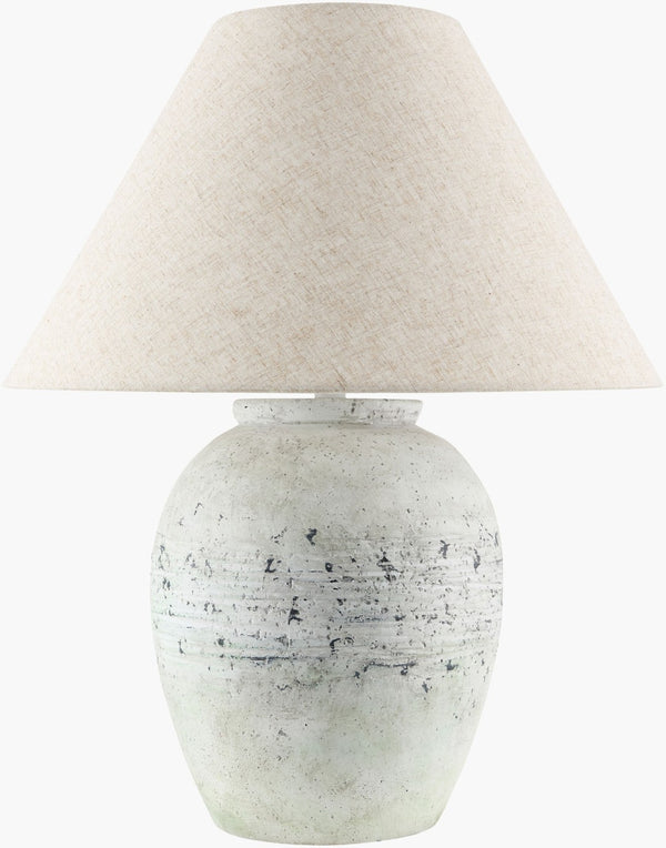 Surya Padula Cement Base Table Lamp with Linen Shade for Ambient Bedroom Lighting PDL-001