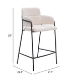 Marcel Counter Stool - Set of 2 Cream 109665 Zuo Modern