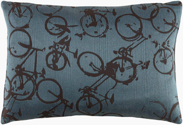 Surya Pedal Power Lumbar Pillow - 13"L X 19"W Cozy Cottage-style Comfort, Easy Care, Durable Polyester Sky Blue Polyester Pdp001-1319d