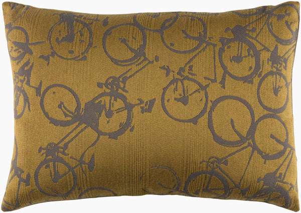 Surya Pedal Power Lumbar Pillow - 13"L X 19"W Cozy Cottage-style Comfort, Easy Care, Durable Polyester Mustard Polyester Pdp002-1319p