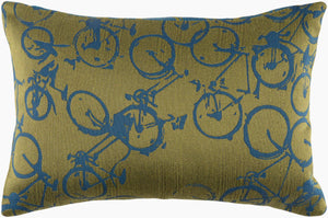 Surya Pedal Power Lumbar Pillow - 13"L X 19"W Cozy Cottage-style Comfort, Easy Care, Durable Polyester Olive Polyester Pdp004-1319p