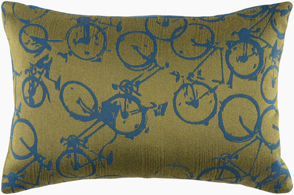 Surya Pedal Power Lumbar Pillow - 13"L X 19"W Cozy Cottage-style Comfort, Easy Care, Durable Polyester Olive Polyester Pdp004-1319p