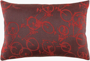 Surya Pedal Power Lumbar Pillow - 13"L X 19"W Cozy Cottage-style Comfort, Easy Care, Durable Polyester Burgandy Polyester Pdp006-1319p