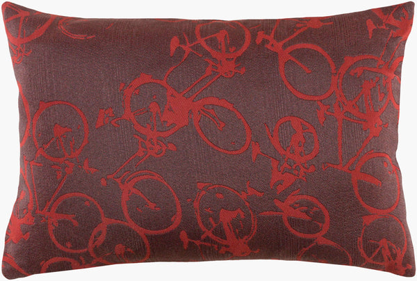 Surya Pedal Power Lumbar Pillow - 13"L X 19"W Cozy Cottage-style Comfort, Easy Care, Durable Polyester Burgandy Polyester Pdp006-1319p