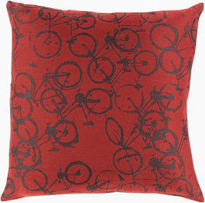 Surya Pedal Power Lumbar Pillow - 13"L X 19"W Cozy Cottage-style Comfort, Easy Care, Durable Polyester Burgandy Polyester Pdp006-1319p