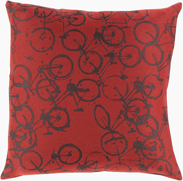 Surya Pedal Power Lumbar Pillow - 13"L X 19"W Cozy Cottage-style Comfort, Easy Care, Durable Polyester Burgandy Polyester Pdp006-1319p