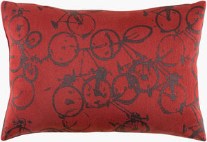 Surya Pedal Power Lumbar Pillow - 13"L X 19"W Cozy Cottage-style Comfort, Easy Care, Durable Polyester Burgandy Polyester Pdp006-1319p