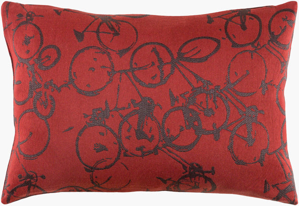 Surya Pedal Power Lumbar Pillow - 13"L X 19"W Cozy Cottage-style Comfort, Easy Care, Durable Polyester Burgandy Polyester Pdp006-1319p