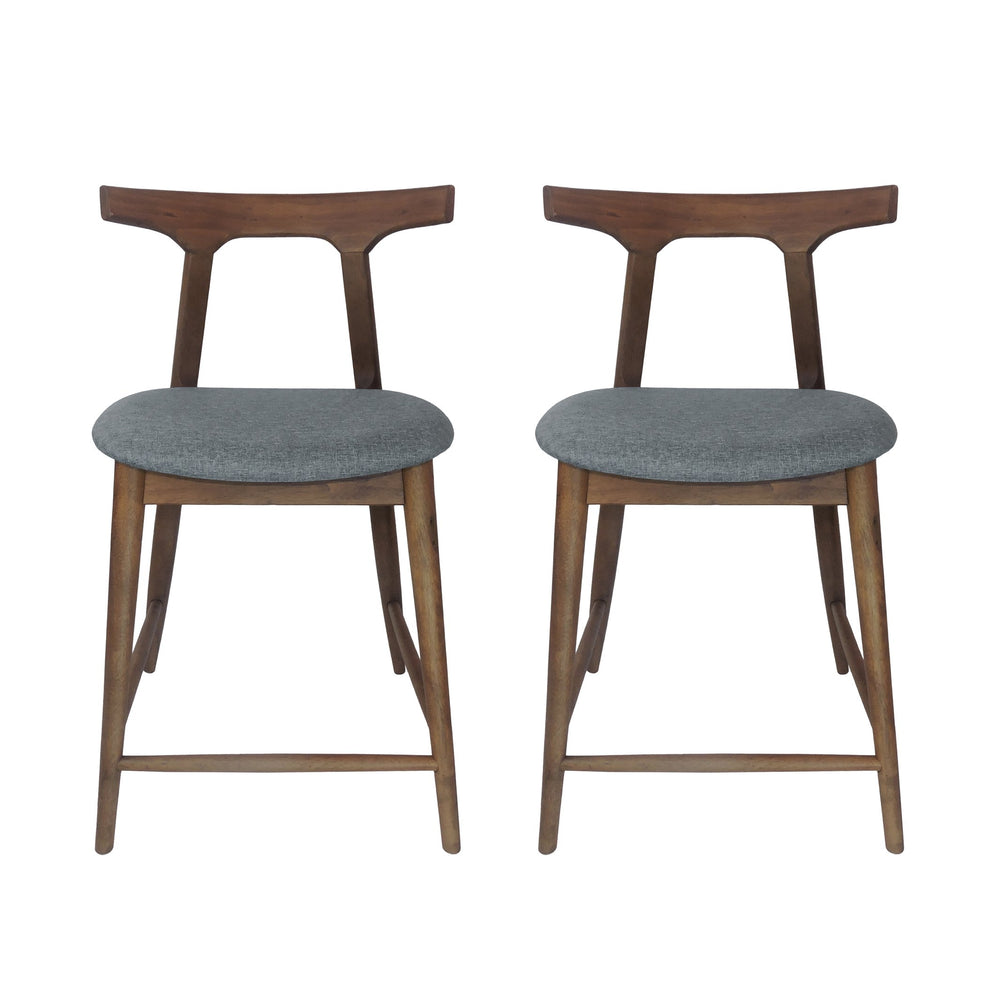 English Elm Counter Stools Set of Two Mid-century Rubberwood Frame Upholstered Kitchen Island Seating 72661.00