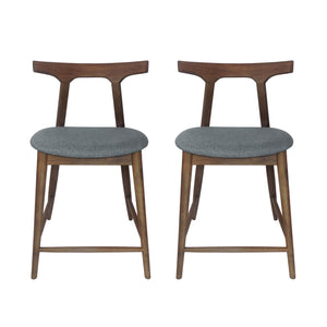 English Elm Counter Stools Set of Two Mid-century Rubberwood Frame Upholstered Kitchen Island Seating 72661.00