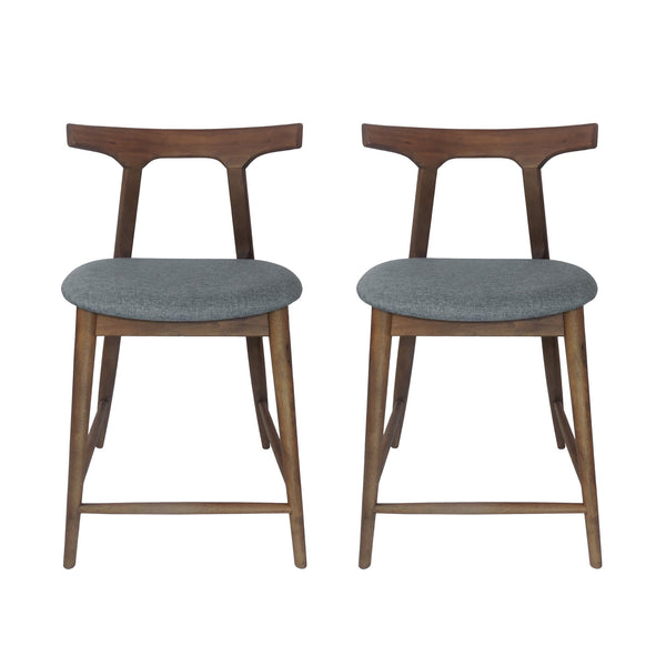 English Elm Counter Stools Set of Two Mid-century Rubberwood Frame Upholstered Kitchen Island Seating 72661.00