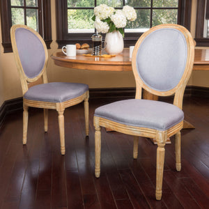 English Elm Kd French Country Rubberwood Dining Chairs Fluted Legs Padded Seat Set of 2 60352.00LGY