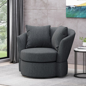 Christopher Knight Home® - Noble House - Smyrna Contemporary Upholstered Swivel Club Chair, Charcoal and Black