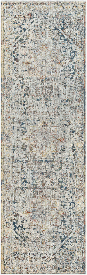 Livabliss Presidential Traditional Fringe Area Rug Polyester Woven Formal Living Room Accent Ice Blue, Blue 3'3" x 10' PDT2300-3310