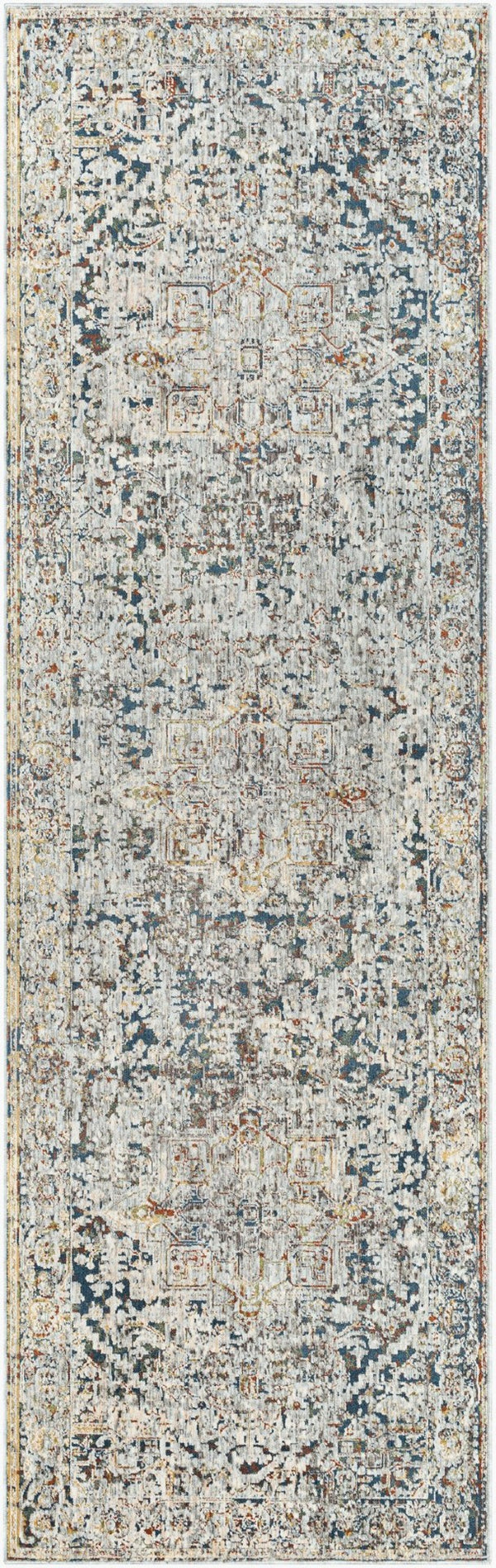 Livabliss Presidential Traditional Fringe Area Rug Polyester Woven Formal Living Room Accent Ice Blue, Blue 3'3" x 10' PDT2300-3310