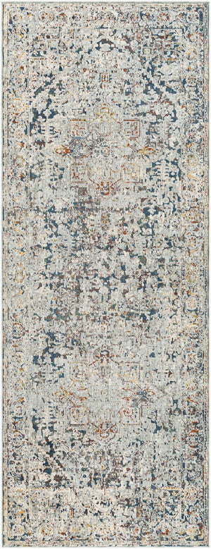 Livabliss Presidential Traditional Fringe Area Rug Polyester Woven Formal Living Room Accent Ice Blue, Blue 3'3" x 8' PDT2300-338