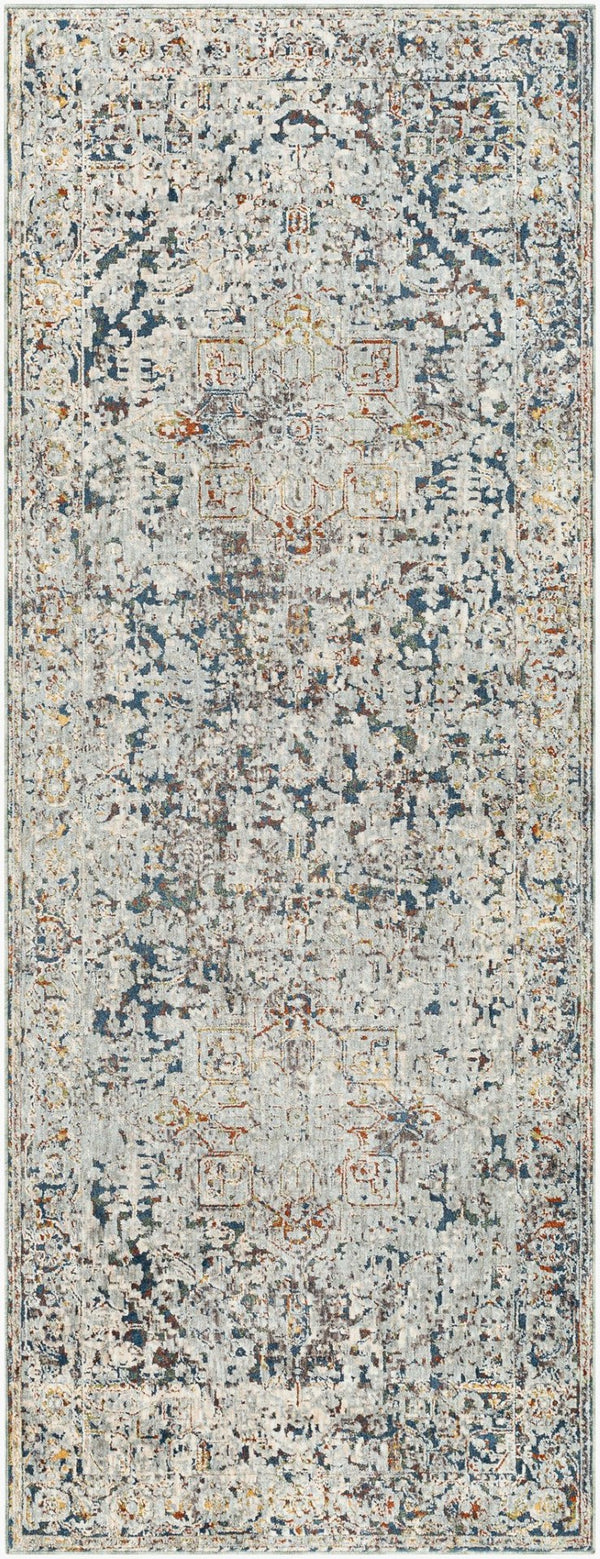 Livabliss Presidential Traditional Fringe Area Rug Polyester Woven Formal Living Room Accent Ice Blue, Blue 3'3" x 8' PDT2300-338
