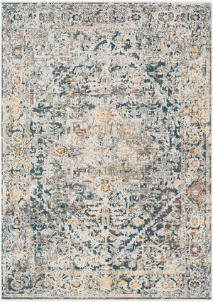 Livabliss Presidential Traditional Fringe Area Rug Polyester Woven Formal Living Room Accent Ice Blue, Blue 7'10" x 10' PDT2300-710103