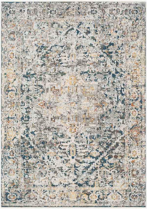 Livabliss Presidential Traditional Fringe Area Rug Polyester Woven Formal Living Room Accent Ice Blue, Blue 7'10" x 10' PDT2300-710103