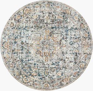 Livabliss Presidential Traditional Fringe Area Rug Polyester Woven Formal Living Room Accent Ice Blue, Blue 7'10" x 7'10" PDT2300-710RD