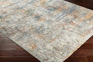 Livabliss Presidential Geometric Fringe Area Rug Mid-century Polyester Pile for Large Living Rooms Blue, Orange 7'10" x 10' PDT2305-710103