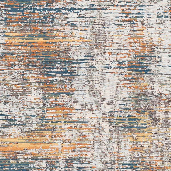 Livabliss Presidential Geometric Fringe Area Rug Mid-century Polyester Pile for Large Living Rooms Blue, Orange 7'10" x 10' PDT2305-710103