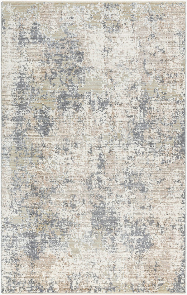 Livabliss Presidential Machine Woven Polyester Accent Rug with Fringe for Entryway or Bedside Ivory, Slate Gr 3'3" x 5' PDT2331-335