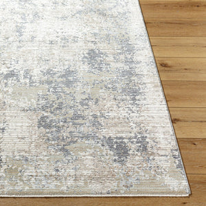 Livabliss Presidential Machine Woven Polyester Accent Rug with Fringe for Entryway or Bedside Ivory, Slate Gr 3'3" x 5' PDT2331-335