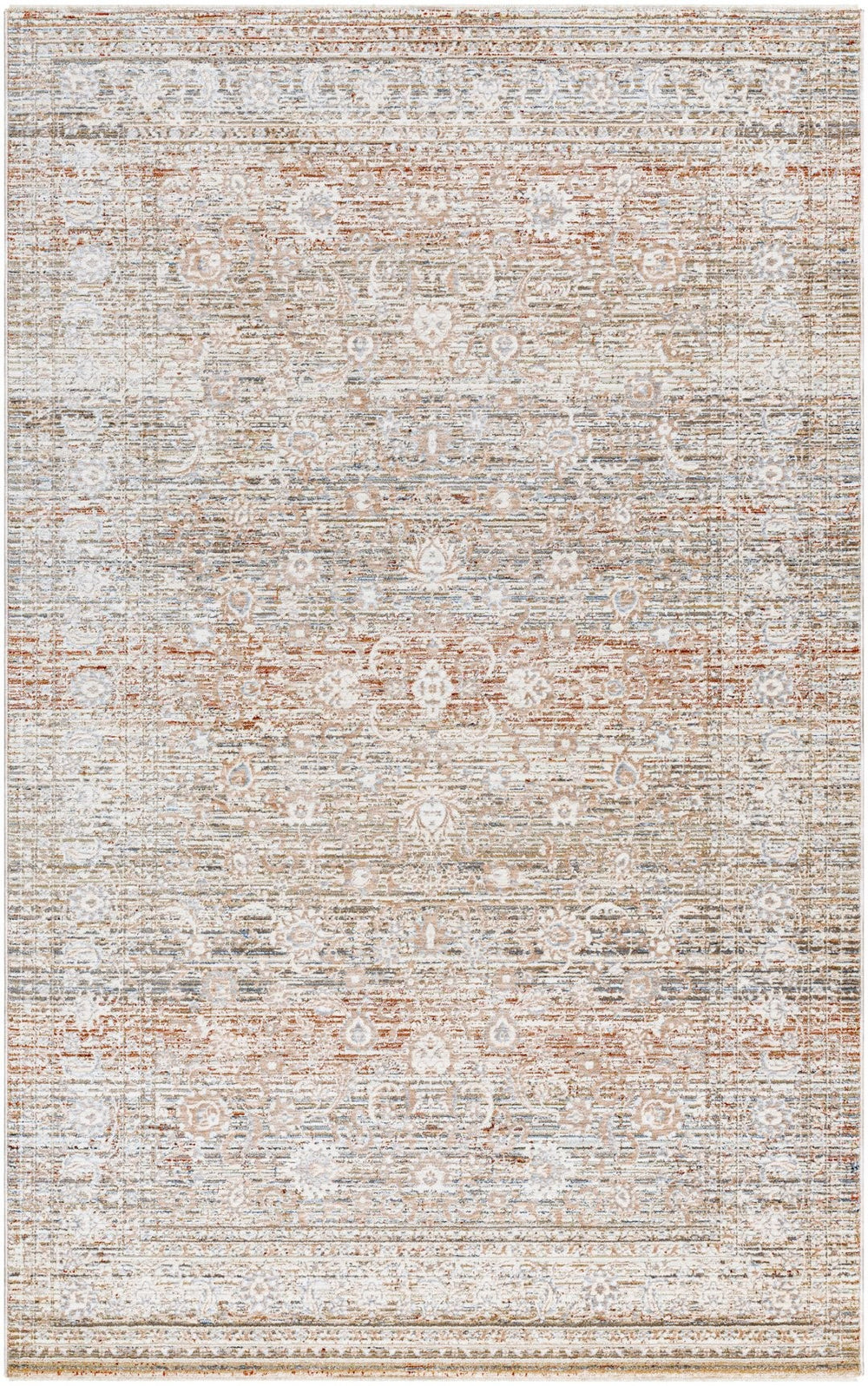Livabliss Presidential Machine Woven Polyester Rug with Fringe Detail for Entryways and Bathrooms Rust, Ivory 8'10" x 12'10" PDT2333-9131