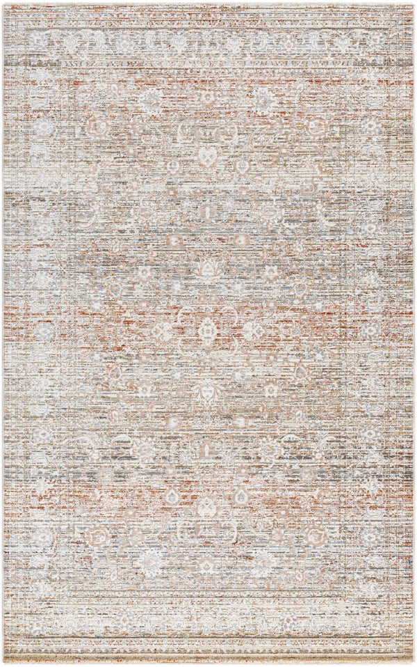 Livabliss Presidential Machine Woven Polyester Rug with Fringe Detail for Entryways and Bathrooms Rust, Ivory 8'10" x 12'10" PDT2333-9131