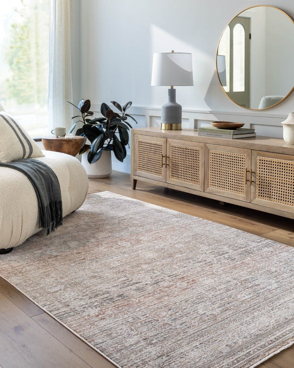 Livabliss Presidential Machine Woven Polyester Rug with Fringe Detail for Entryways and Bathrooms Rust, Ivory 8'10" x 12'10" PDT2333-9131
