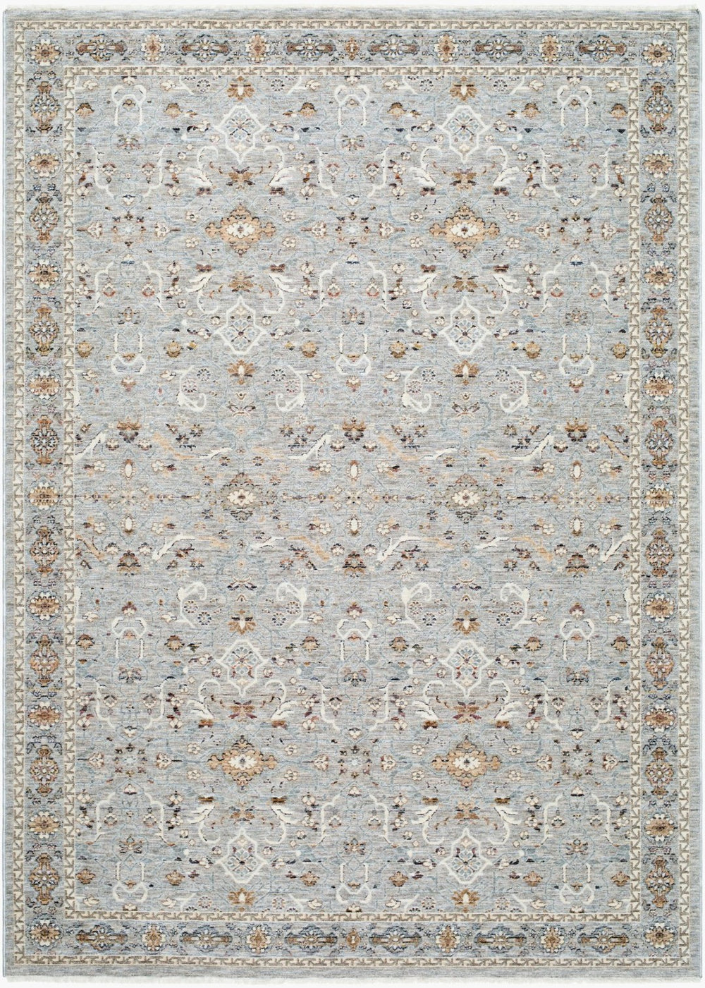Livabliss Presidential Machine Woven Polyester Area Rug with Fringe Traditional Entryway Accent Pewter, Ivory 8'10" x 12'10" PDT2335-9131